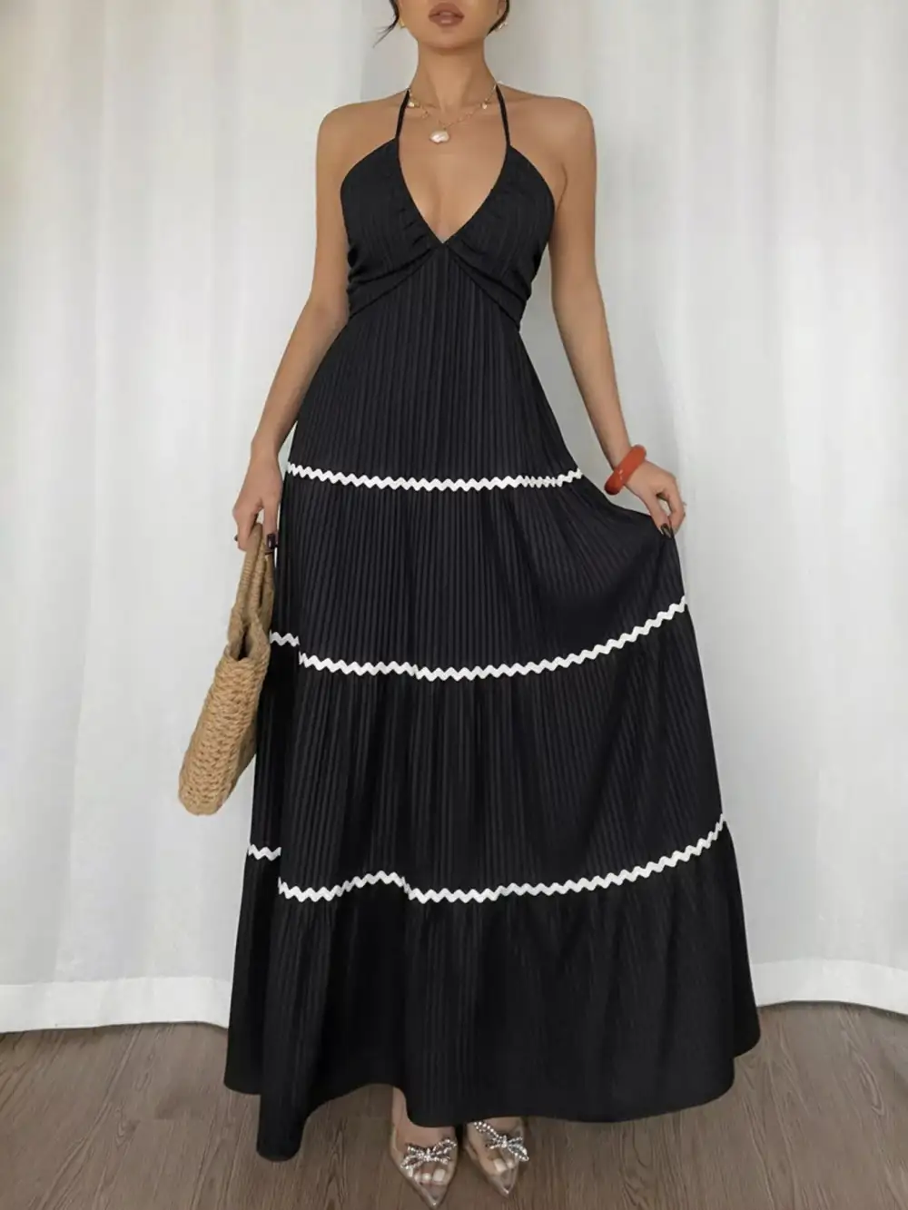 Everyday Halter Neck Pleated Maxi Dress