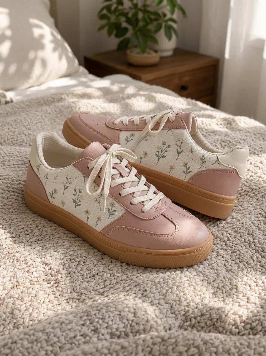 Women's Floral Lover Pink Beige Printed Sneakers