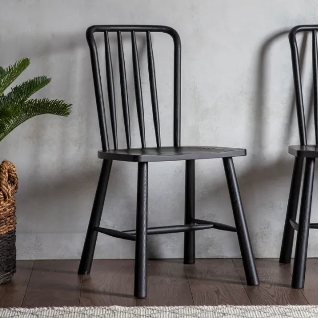 Curved Slatted Tapered-Leg Chair
