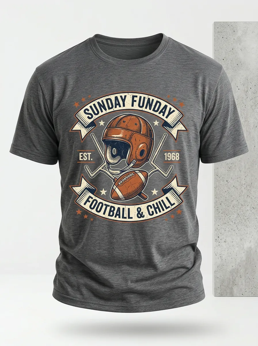 Men's Sunday Funday Football Helmet Graphic T-shirt