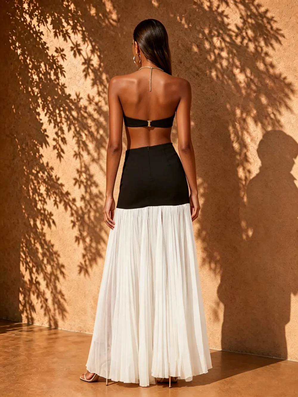 Noemi Black Strapless Floral Elegant Maxi Dress