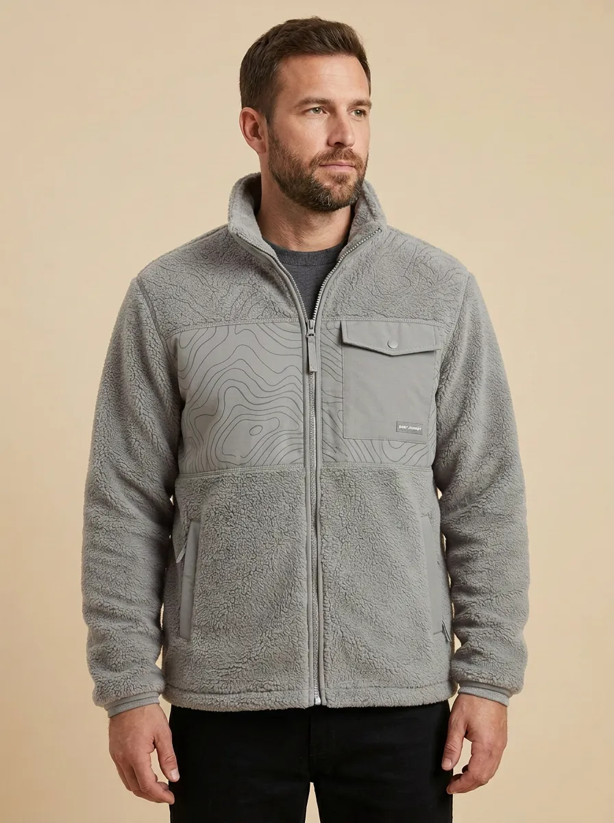 Hiking Topographic Map Fleece Jacket