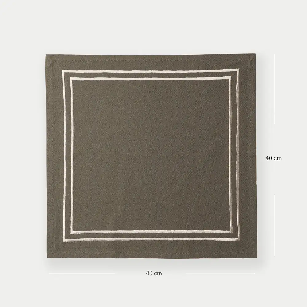 Taupe Embroidered Cotton Napkins