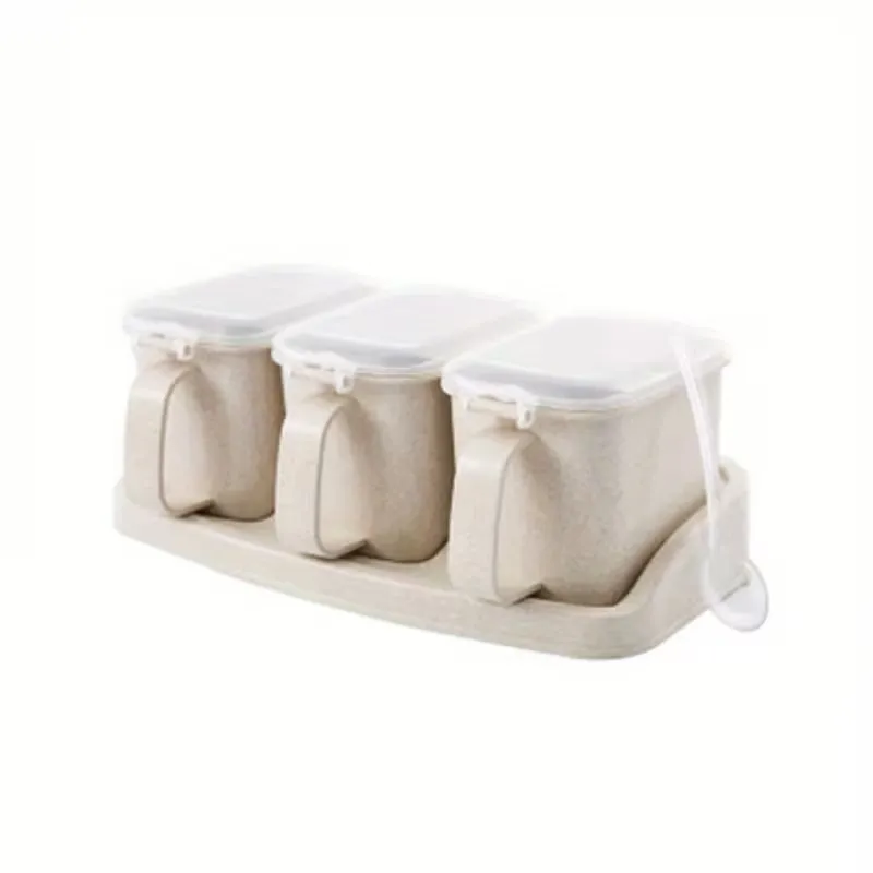 3-Compartment Spice Jar Set with Tray