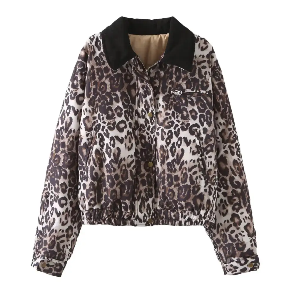 Cropped Corduroy Zip Front Bomber Jacket