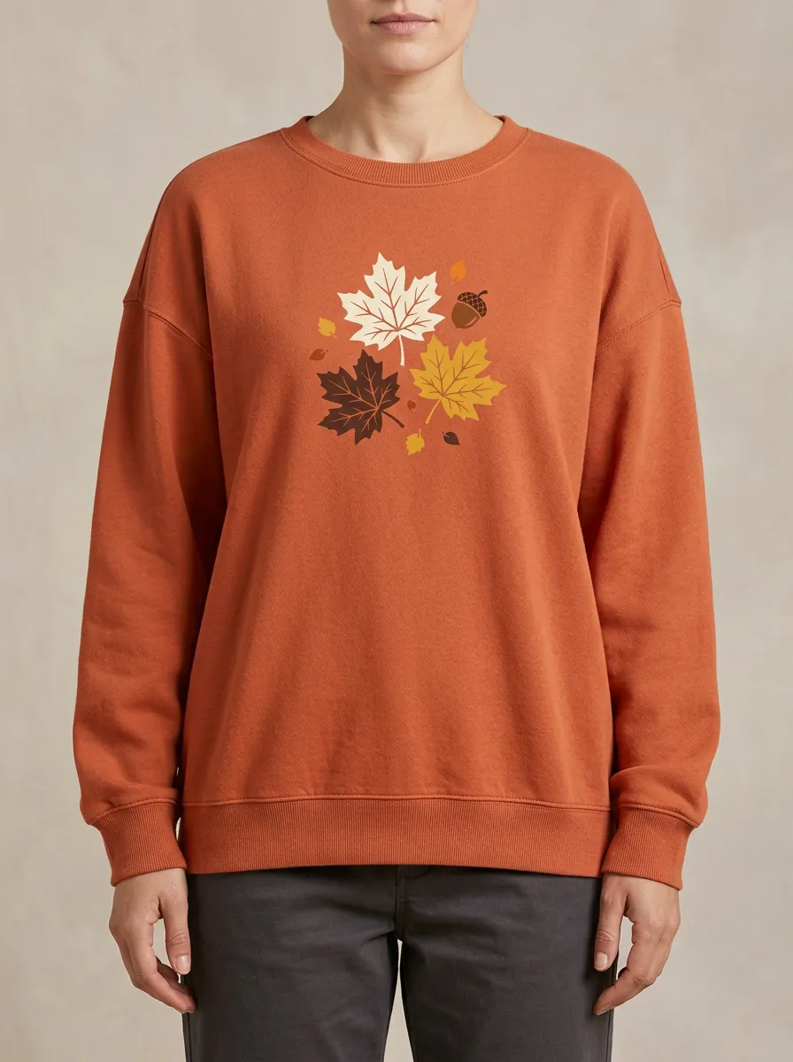 Weekend Maple-Leaf Printed Acorn Graphic Sweatshirt