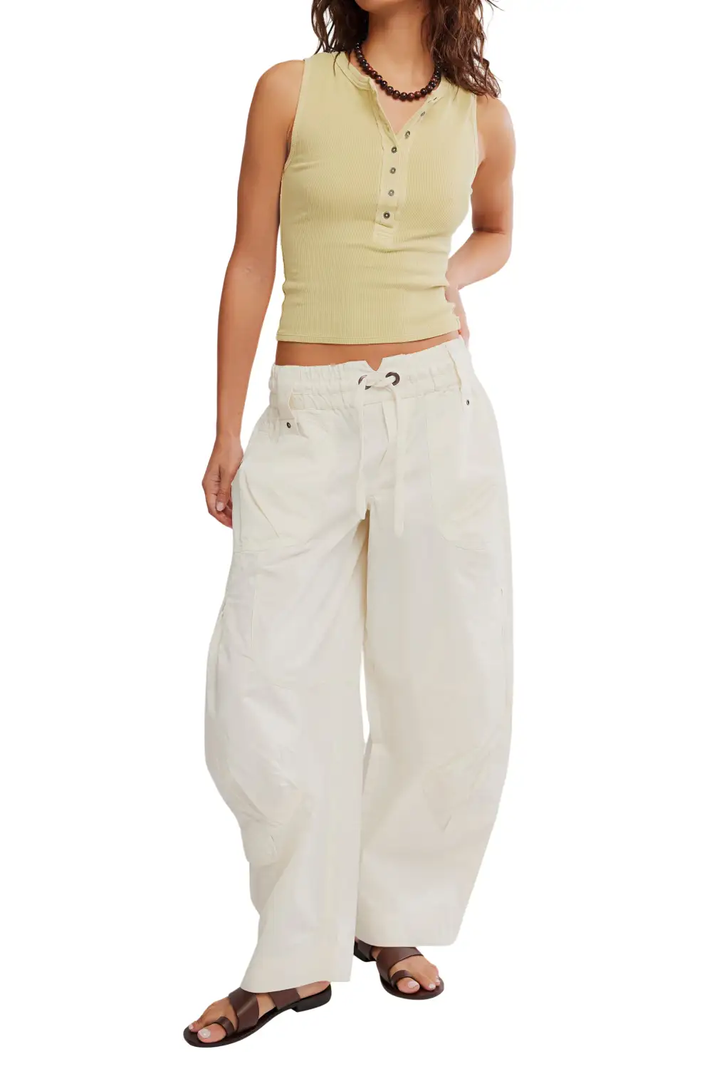 Ribbed Henley Fitted Soft Tank Top