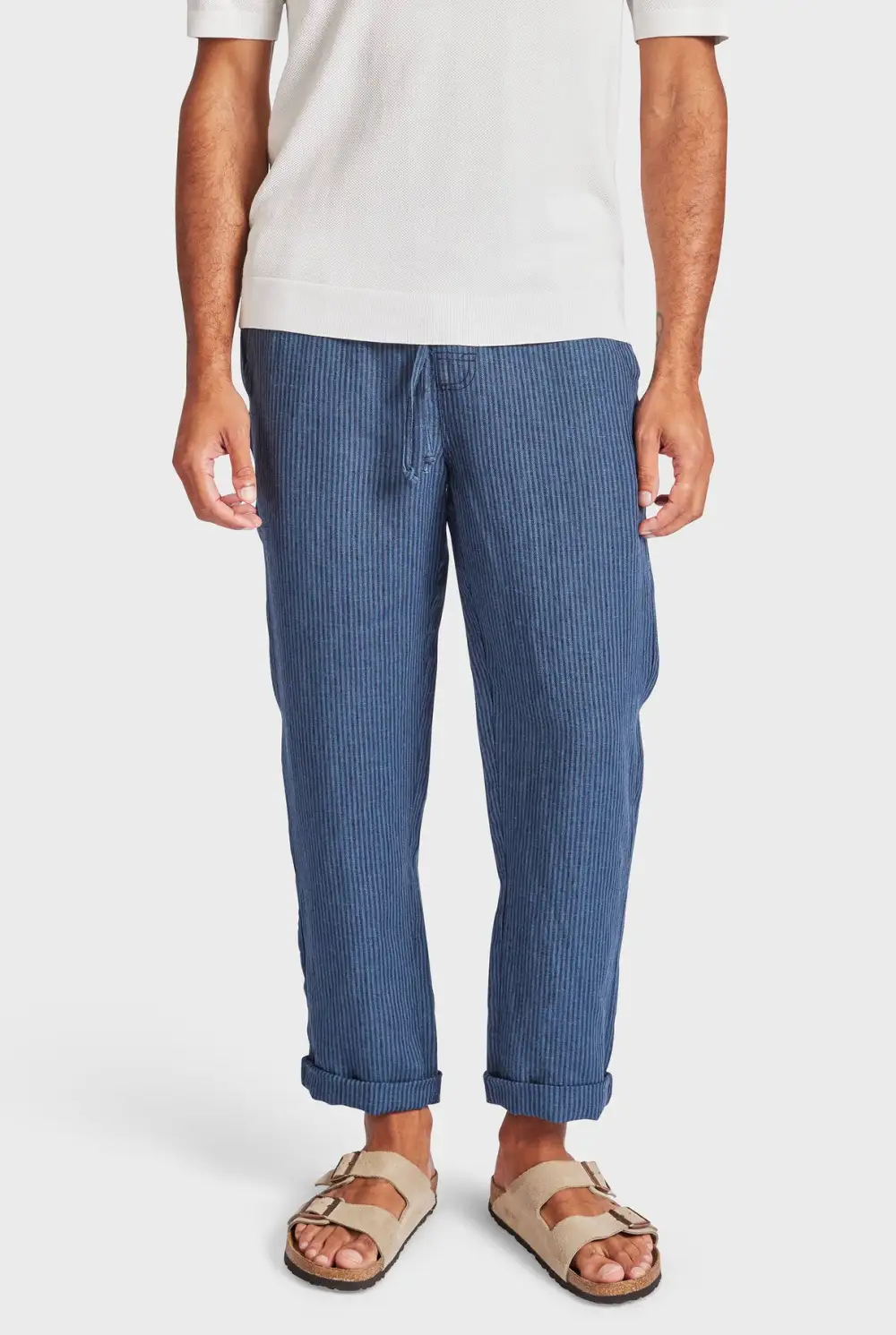 Relaxed Fit Linen Blend Drawstring Trousers