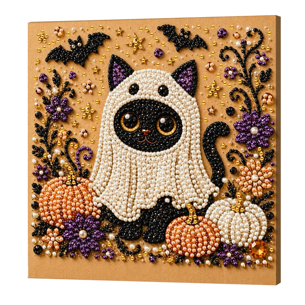 Kitten Ghost Framed Pearl Art Kit