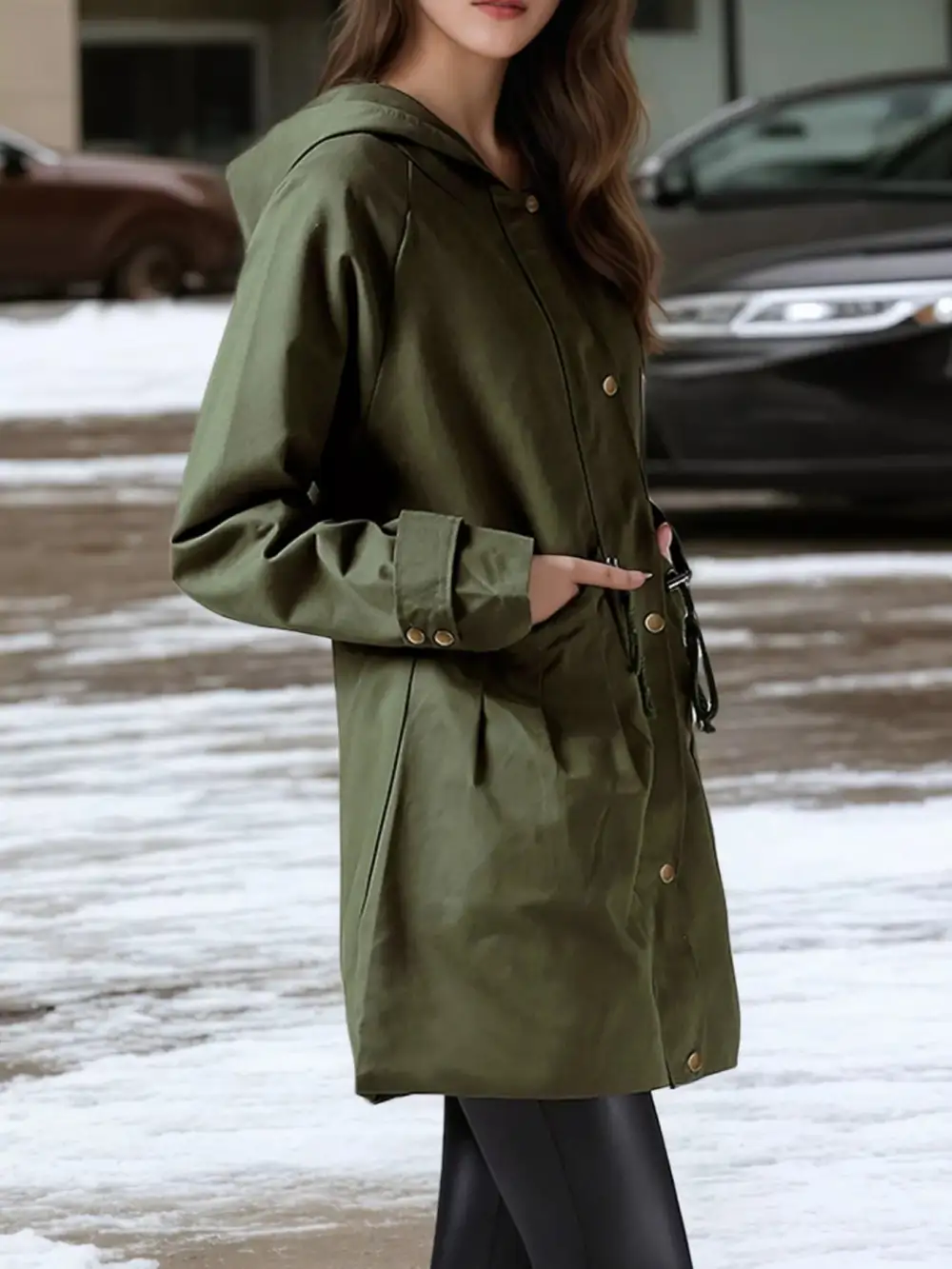 Plus Size Hooded Drawstring Waist