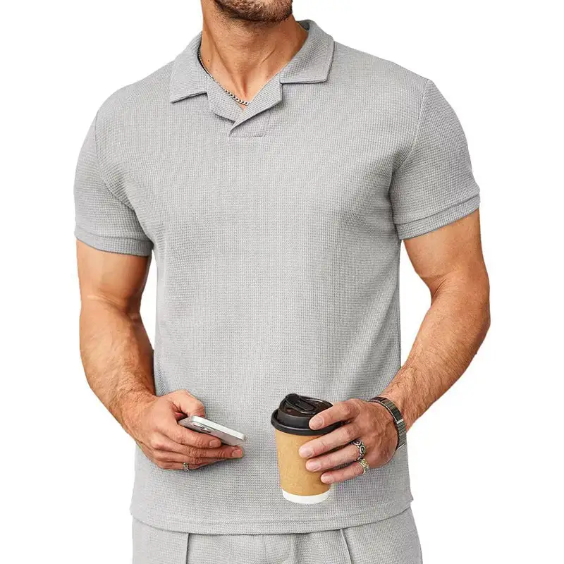 Short Sleeve Fitted Fine Knit Polo Shirt