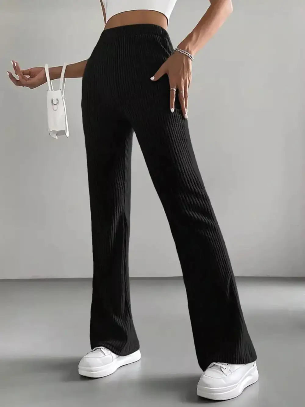 High Waist Flared Casual Pants