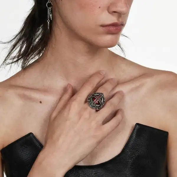 Men's Stone Gothic Cross Ring
