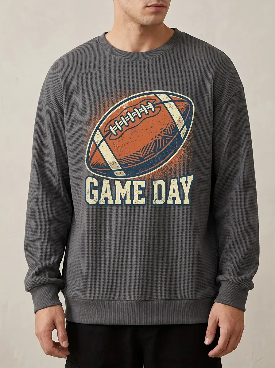 Men's American Football Game Day Vintage Printed Sweatshirt
