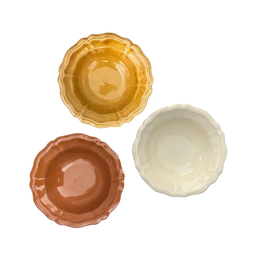 Hand-Painted Scalloped Ceramic Side Bowl