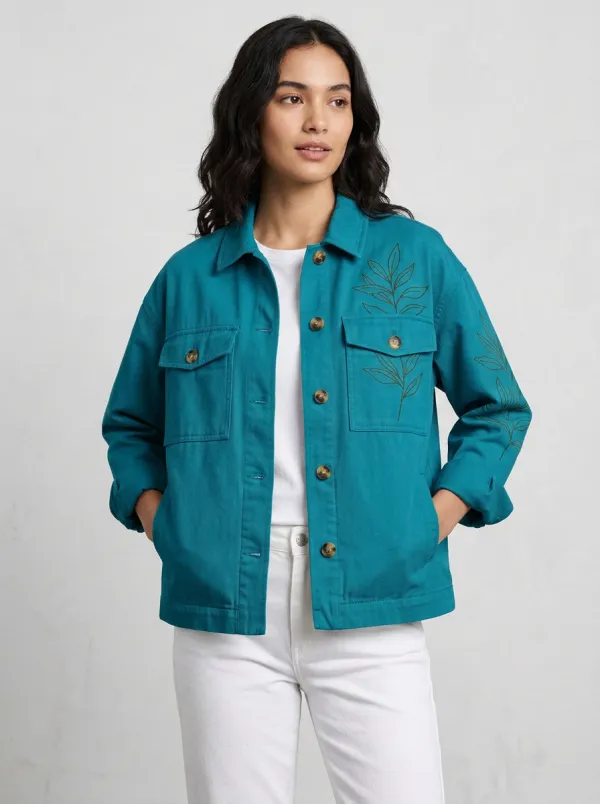 Women's Willow Botanical Leaf Pattern Jacket