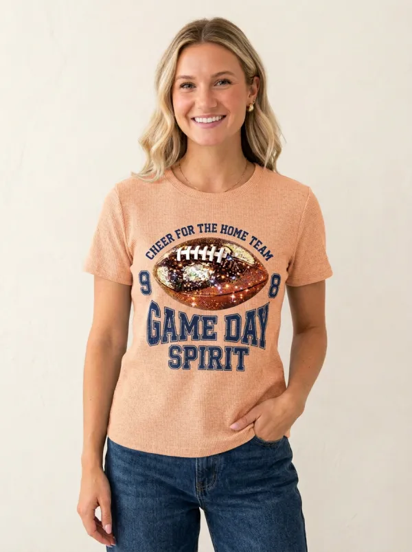 Women's Dynamic Football Ball Sparkle Crew Neck Graphic T-Shirt
