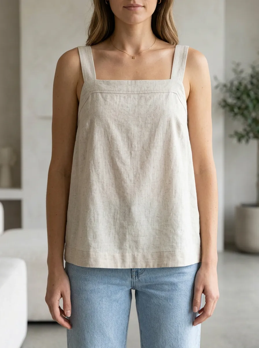 Women's Square Neck Linen Camisole Top