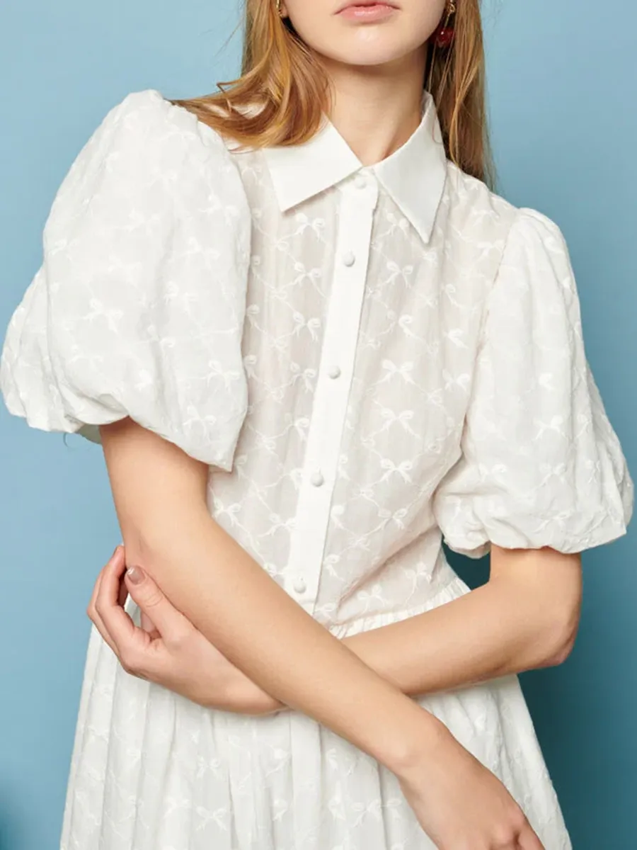 Bow Embroidered Midi Dress