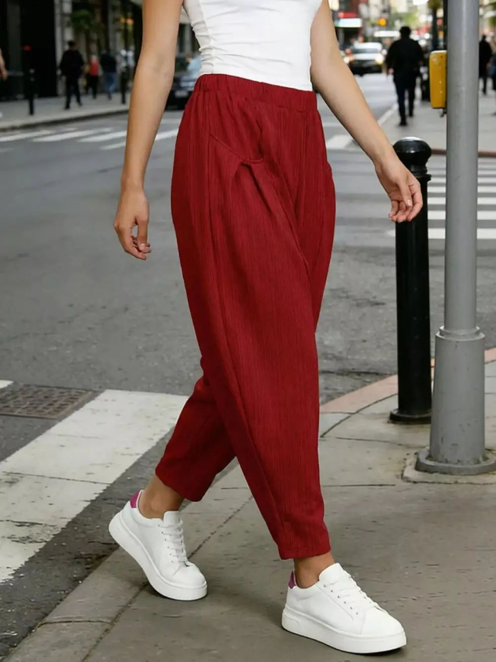 Plus Size Casual Elastic Waist Harem Pants