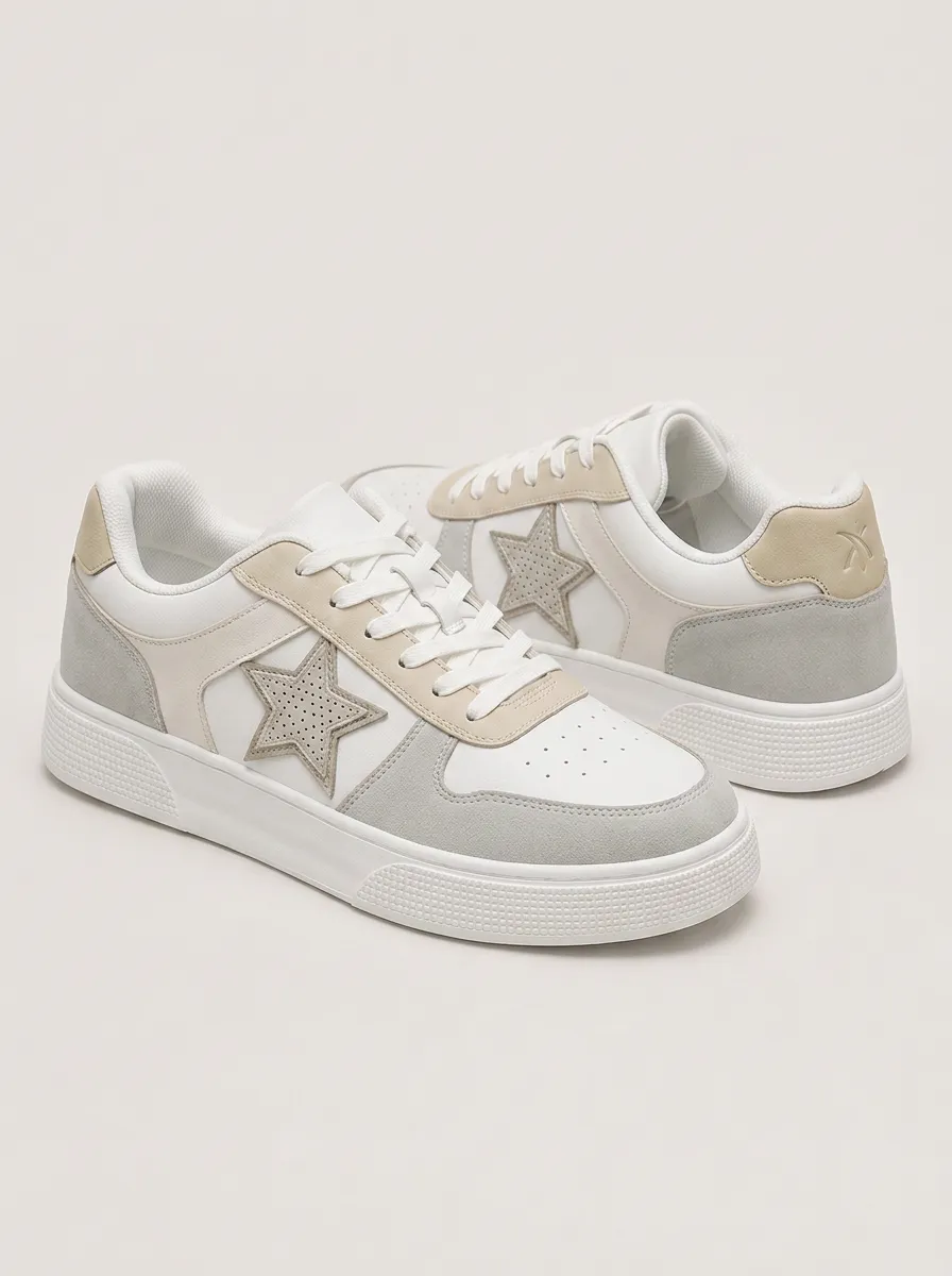 Men's Casual Star Patchwork Suede Printed Sneakers