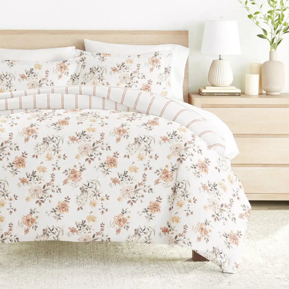 Sunset Garden Pattern Reversible Duvet Cover Set