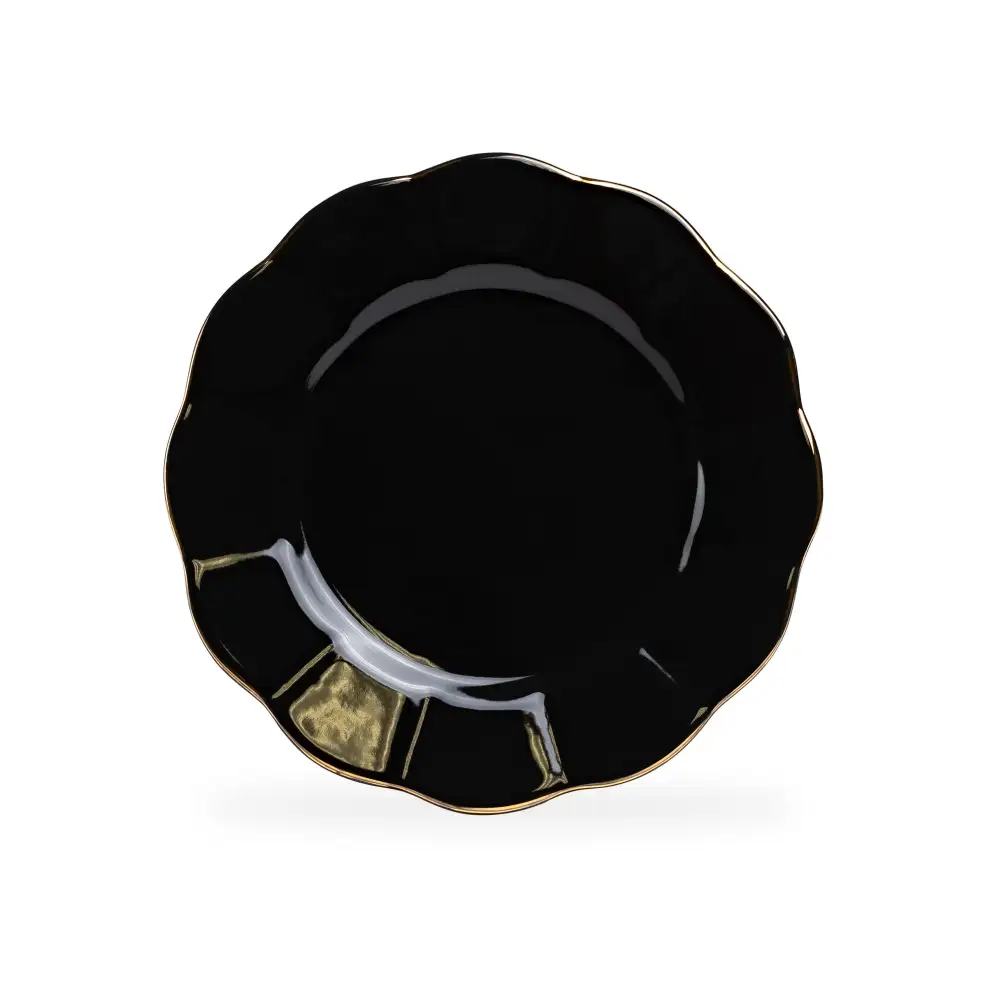 Classic Metallic Scalloped Porcelain Dessert Plate