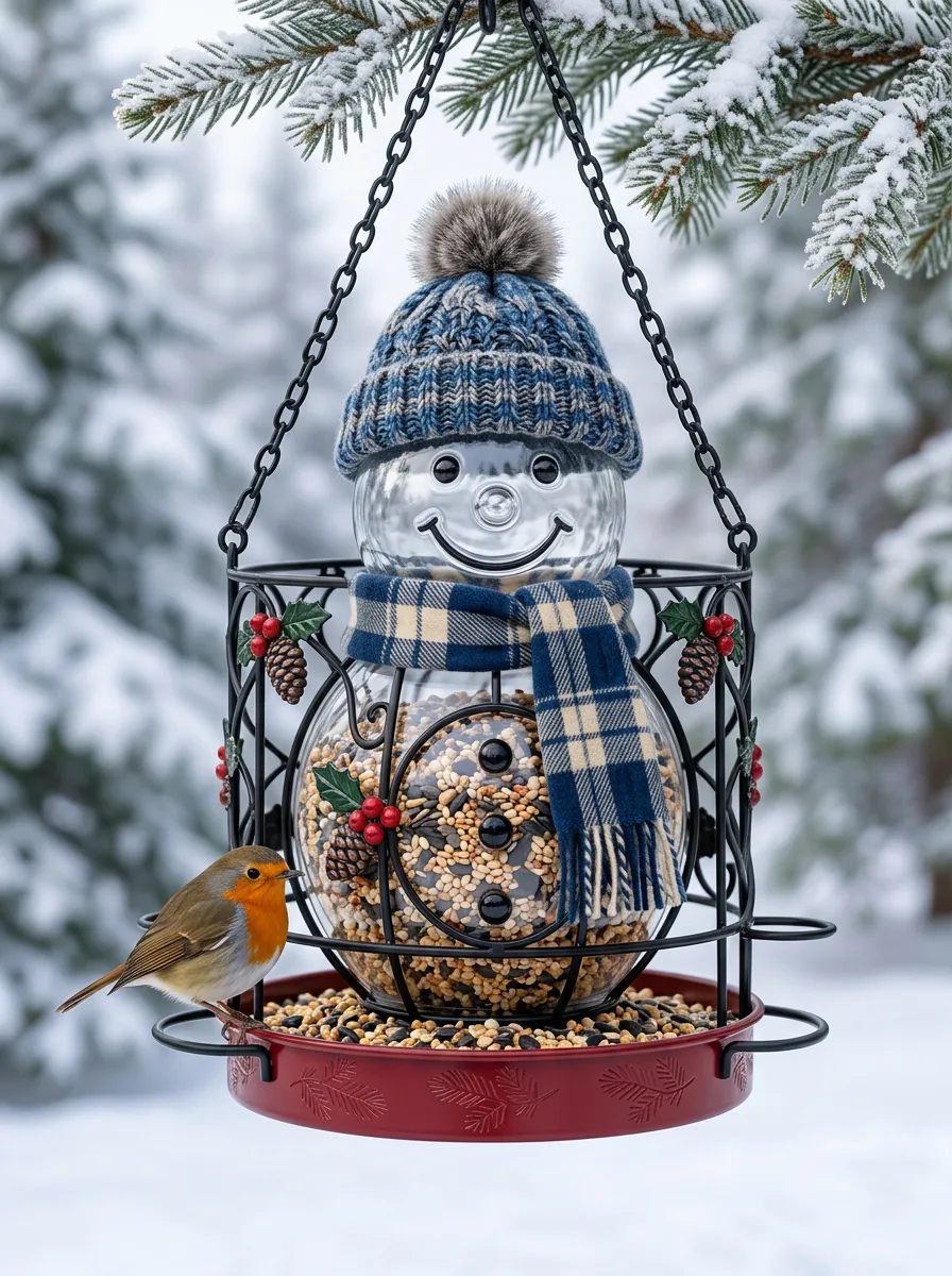 Decorative Snowman Christmas Bird Feeder