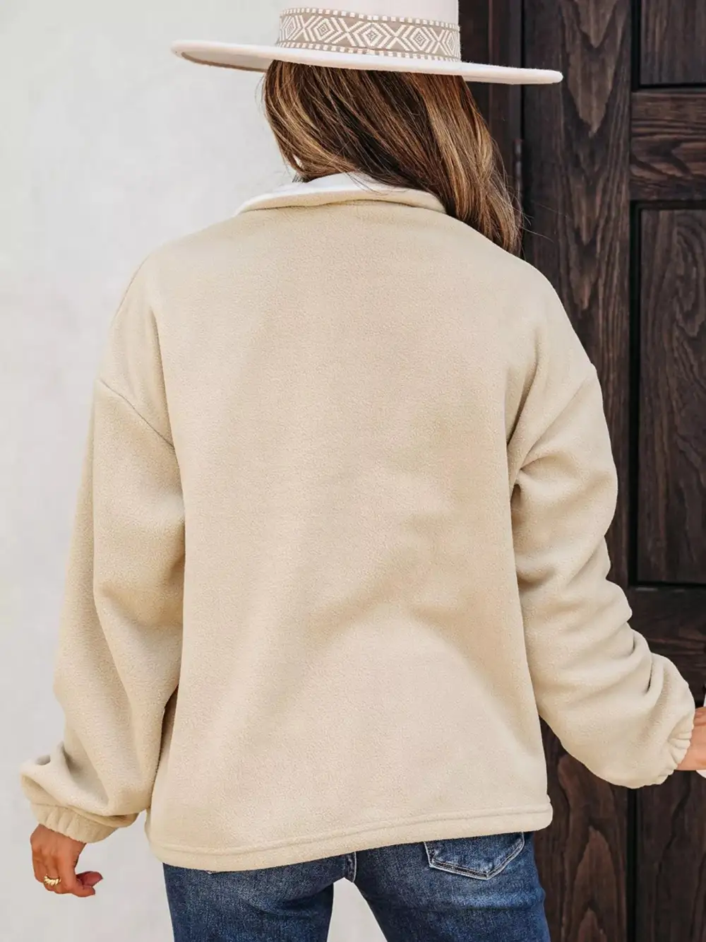 Fleece Color Block Patchwork Sweatshirt