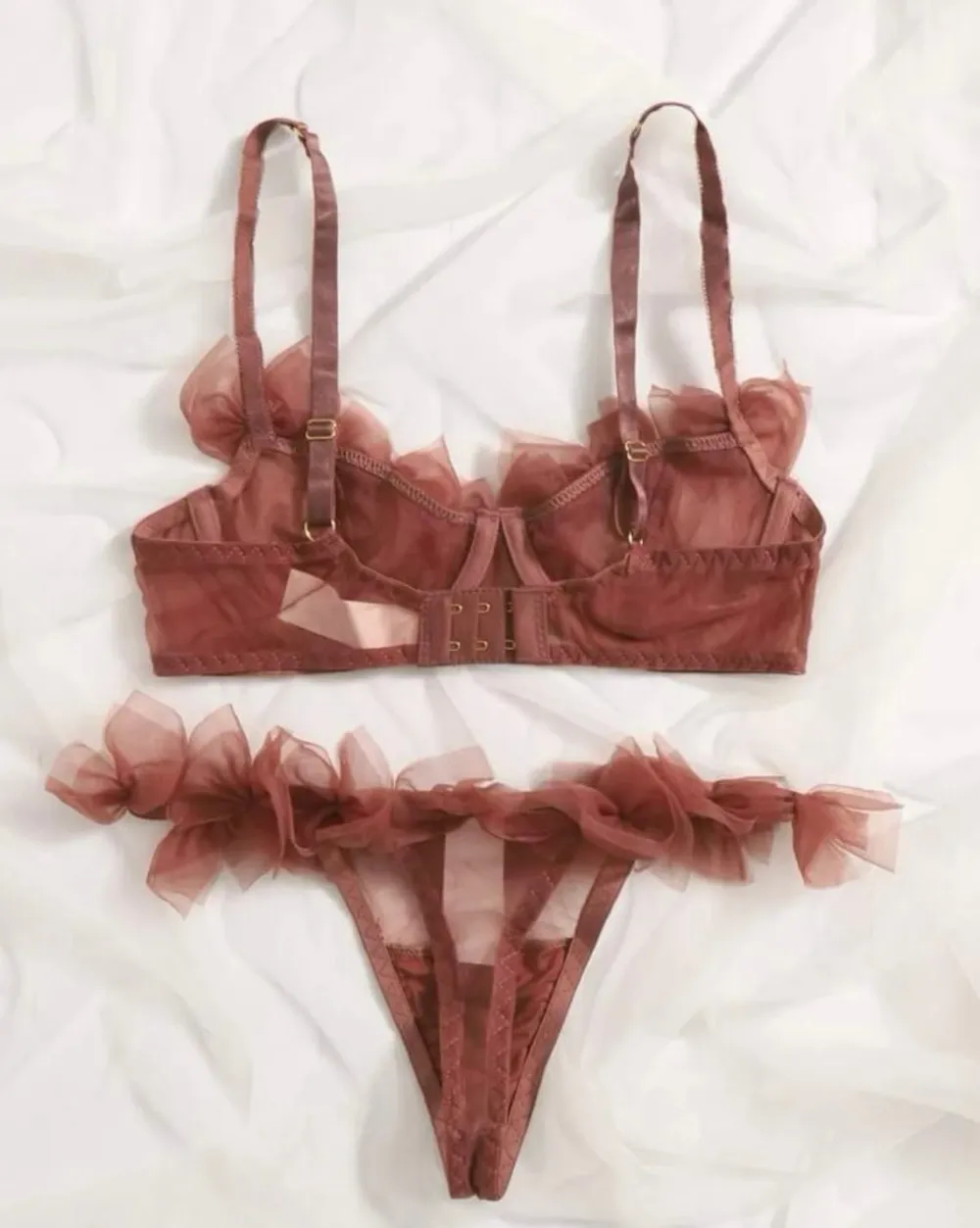Mesh Ruffle Lingerie Set