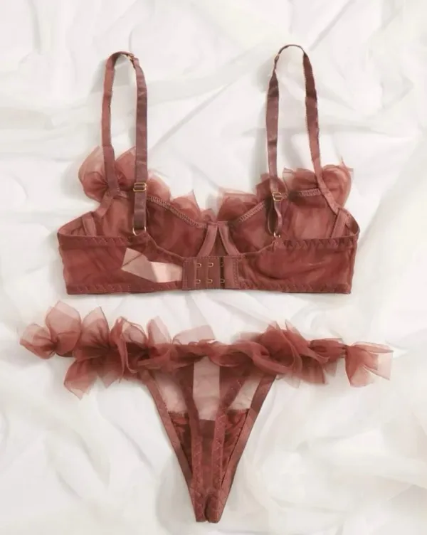 Mesh Ruffle Lingerie Set