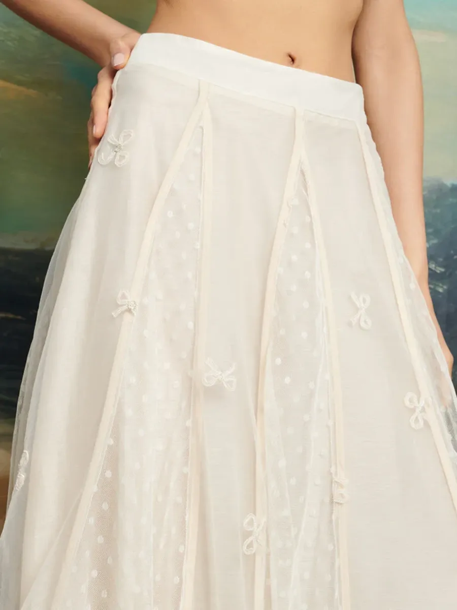 Tulle Ruffle Midi Skirt