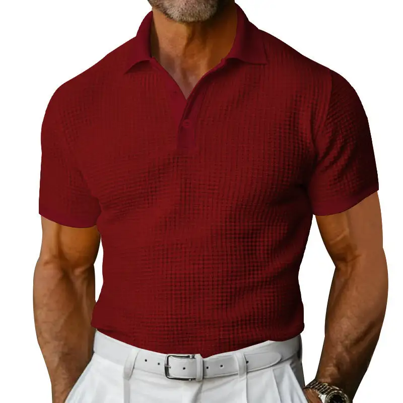 Waffle Texture Pique Fitted Polo Shirt