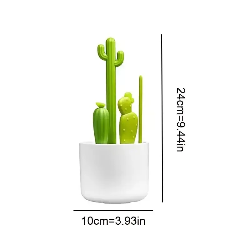 4 Desert-Themed Cactus Multi-Angle Baby Bottle Brush Sets