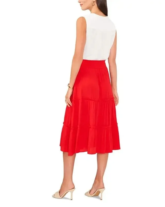 Tiered Smocked Pull On Skirt