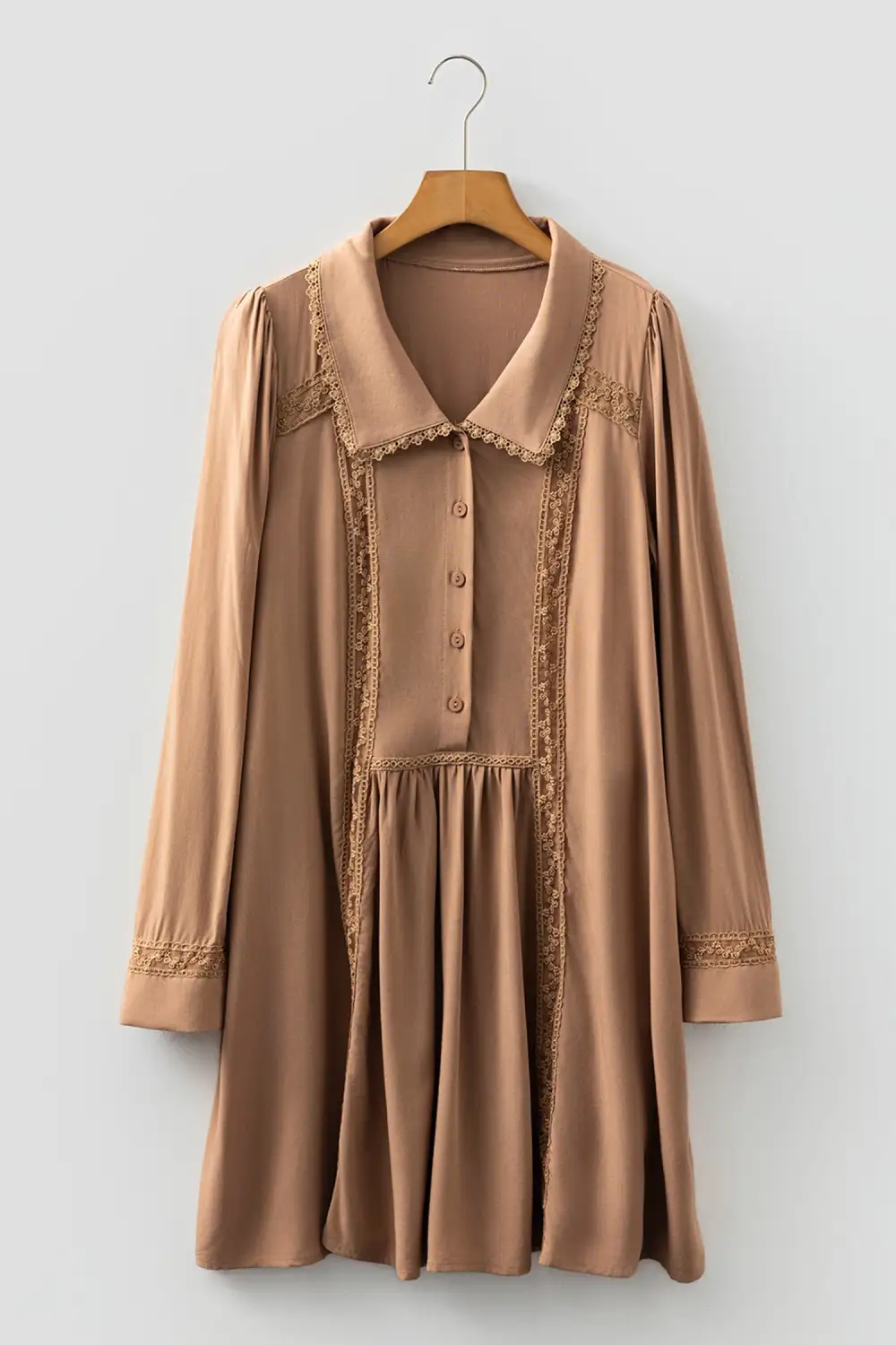 Structured Shape Lace Long Sleeve Mini Dress