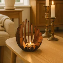 Artistic Wood Candle Holder