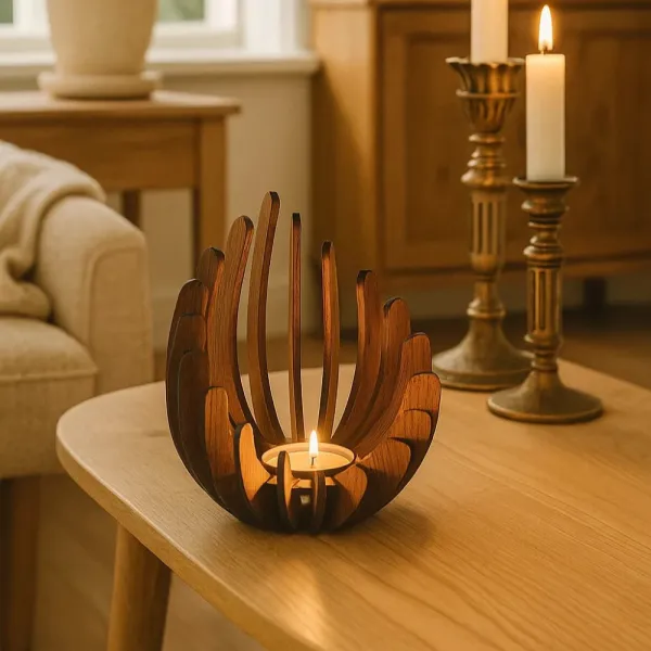 Artistic Wood Candle Holder