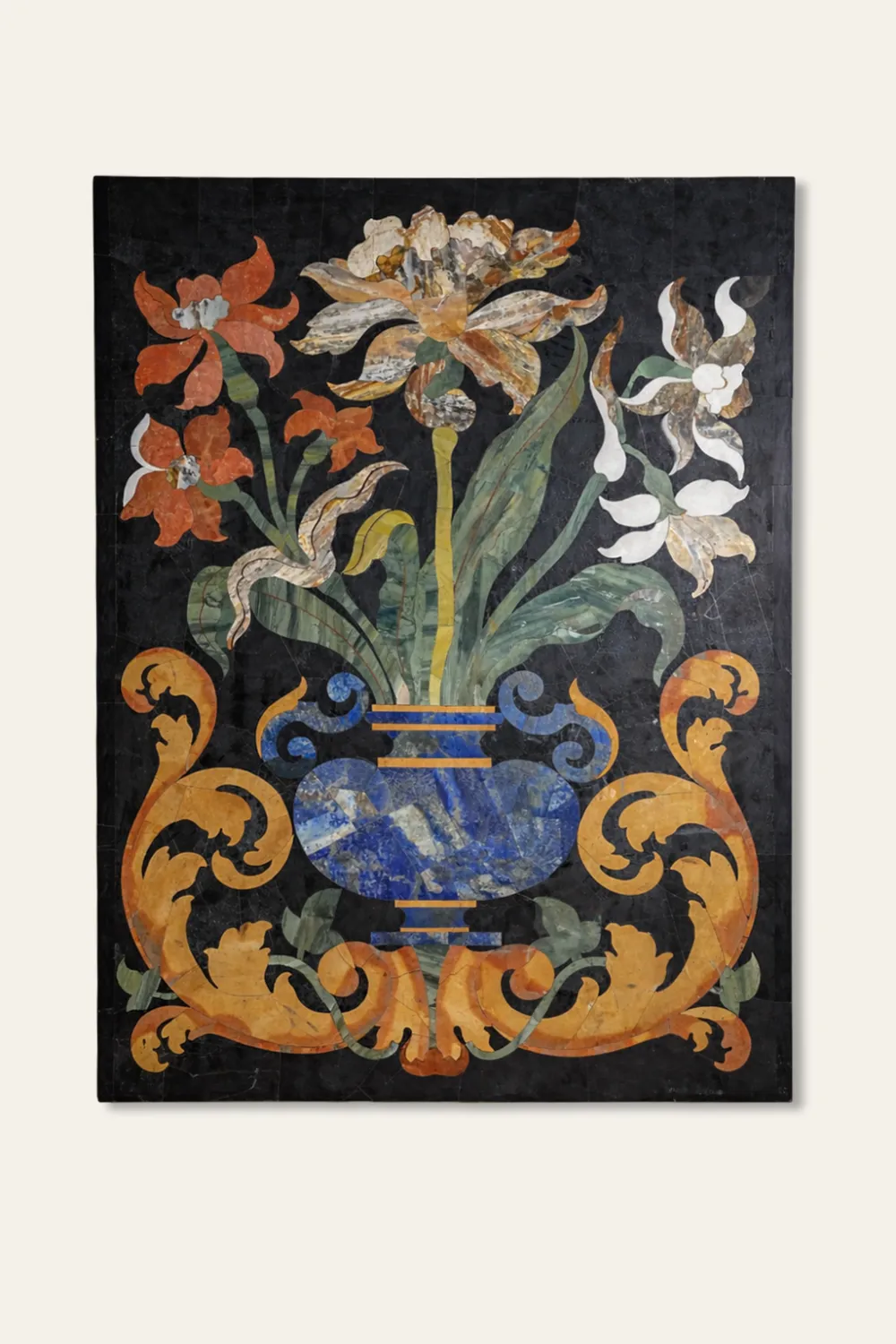 Stone Inlay Floral Wall Panel