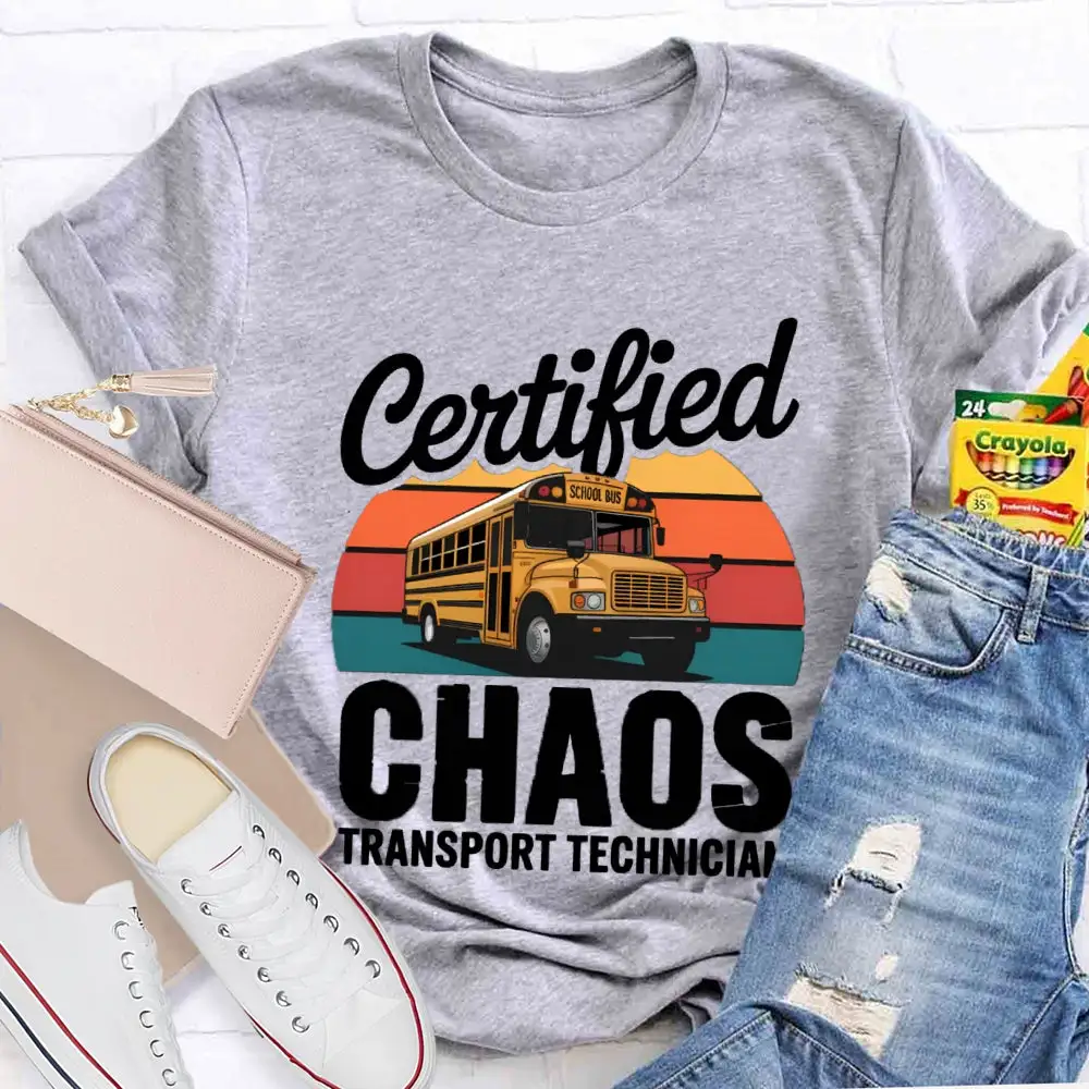 Certified School Bus Chaos Transport Technician T-Shirt