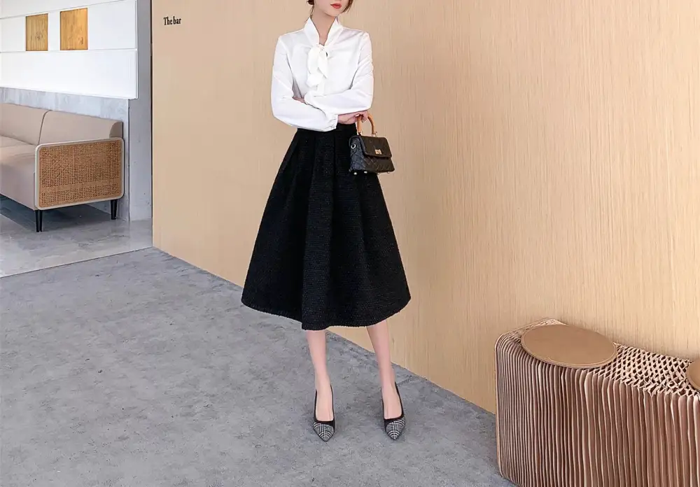 Practical Layering Everyday Casual Wool Skirt