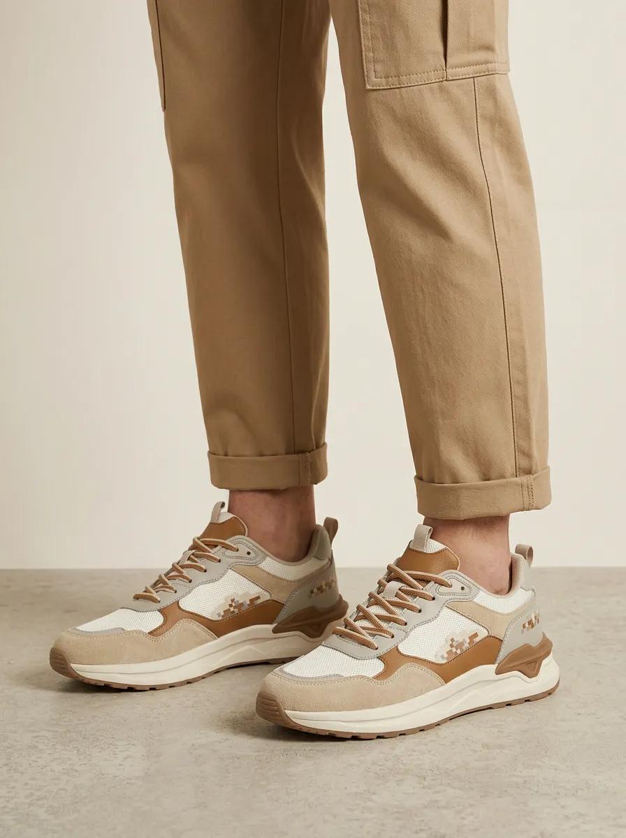 Unisex Casual Pixel Pattern Print Sneakers