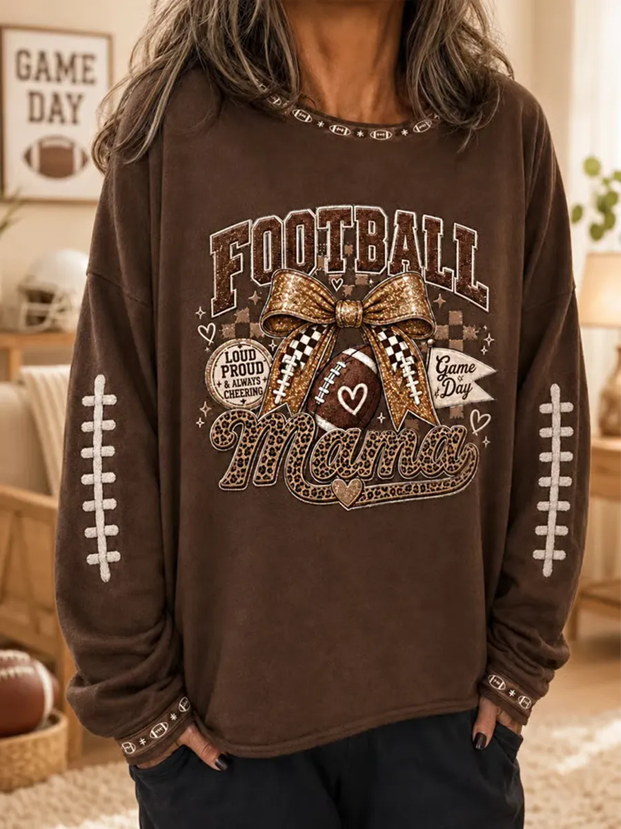 Women's Football Printed Casual Sweatshirt