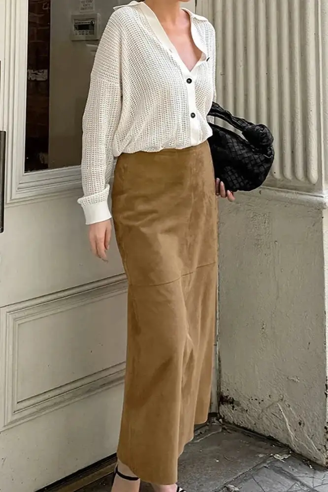 Suede Maxi Skirt