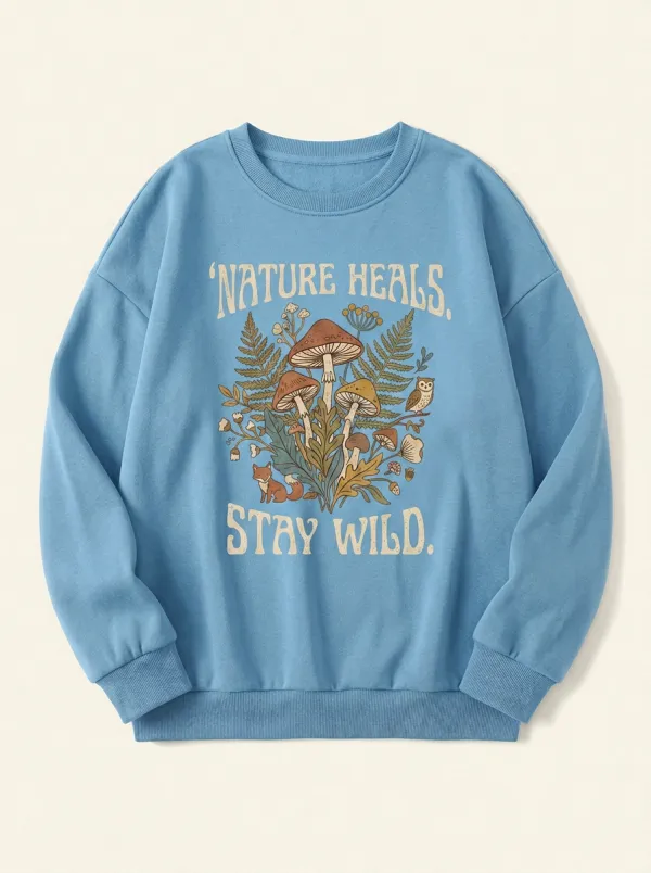 Nature Lover Mushroom Fox Owl Sweatshirt