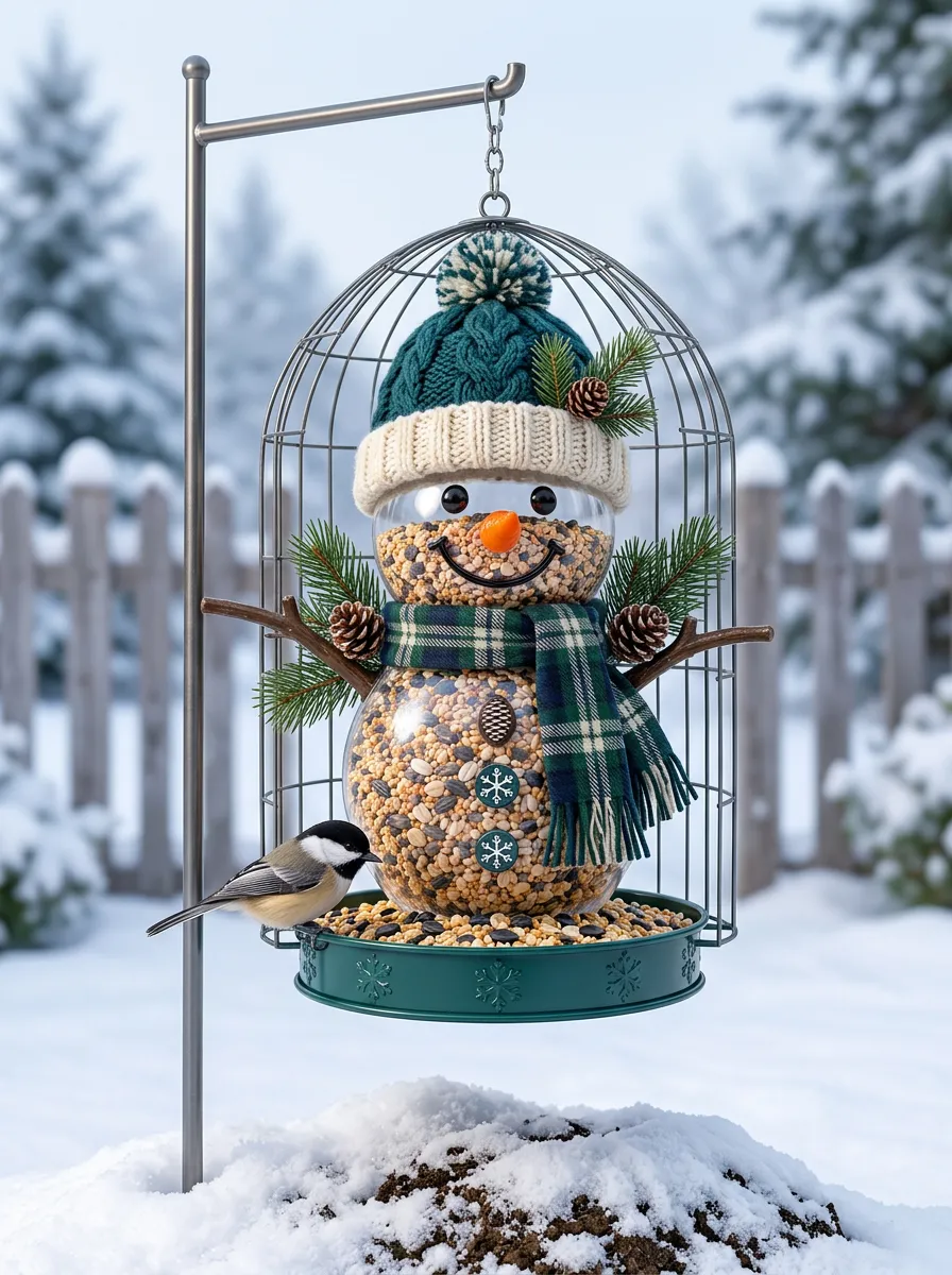 Traditional Snowman Christmas Bird Feeder