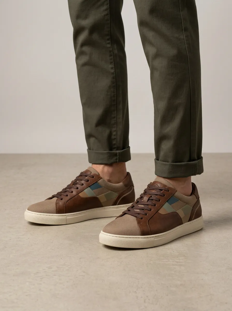 Men's Casual Fashion Geometric Patchwork Print Sneakers