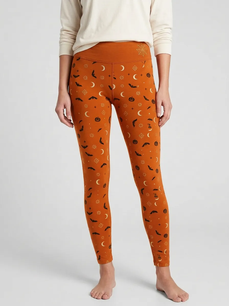 Women's Halloween Moon Bat Pumpkin Leggings