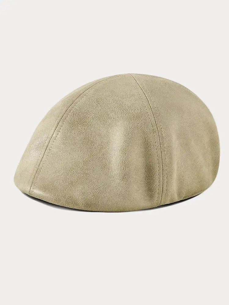 Vintage Pu Leather Beret Cap