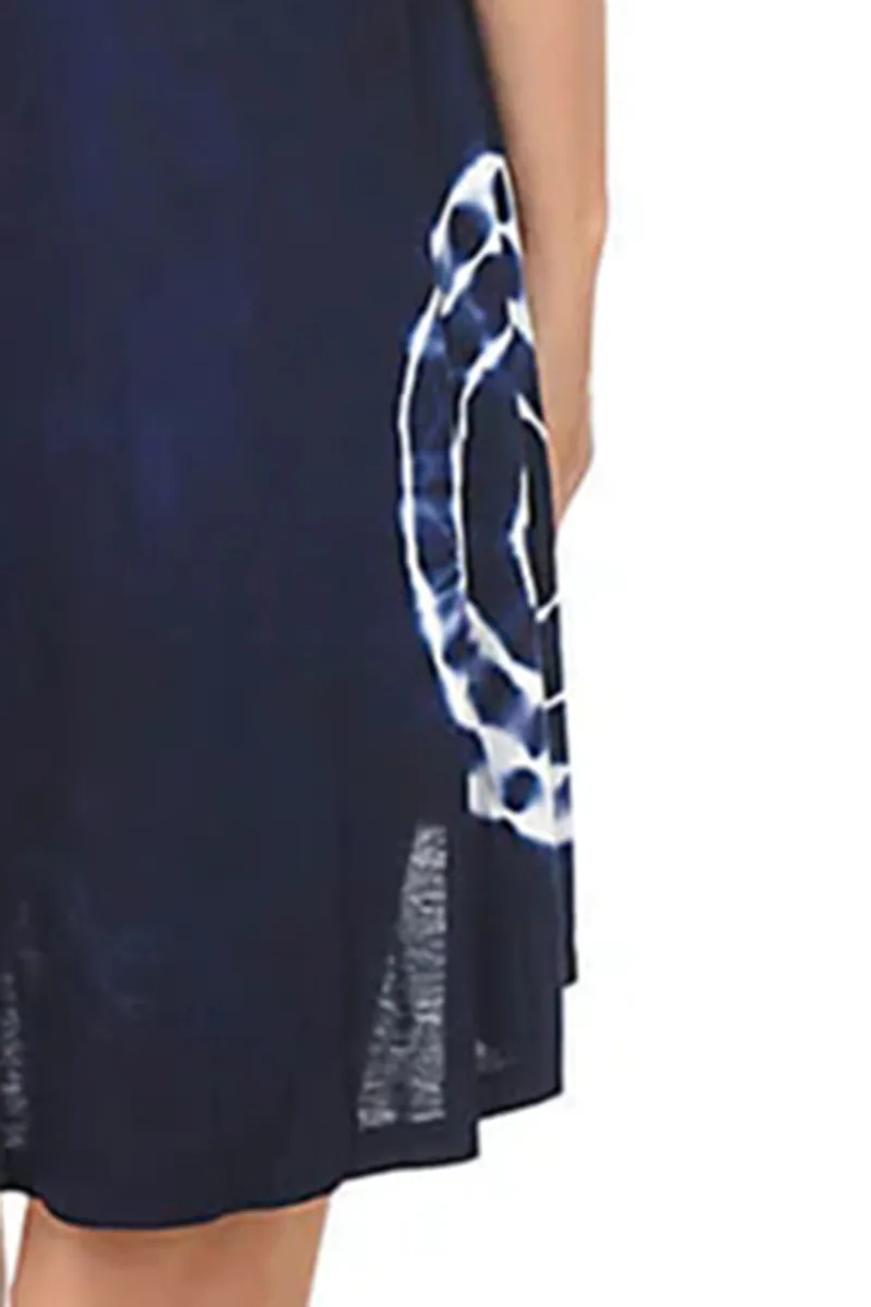 Navy Tie-Dye Sleeveless Dress